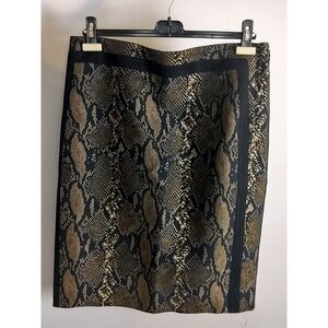Diane von Furstenberg Jacquard Snakeskin Pencil Skirt Size 14 Brown Animal Print